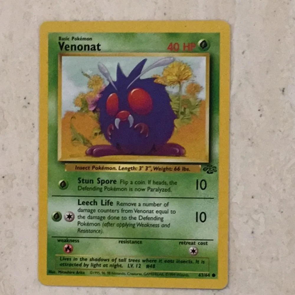 1999 Pokemon Cards Venonat Grimer Zubat Rattata Tentacool Ekans Lot Of 7 TCG